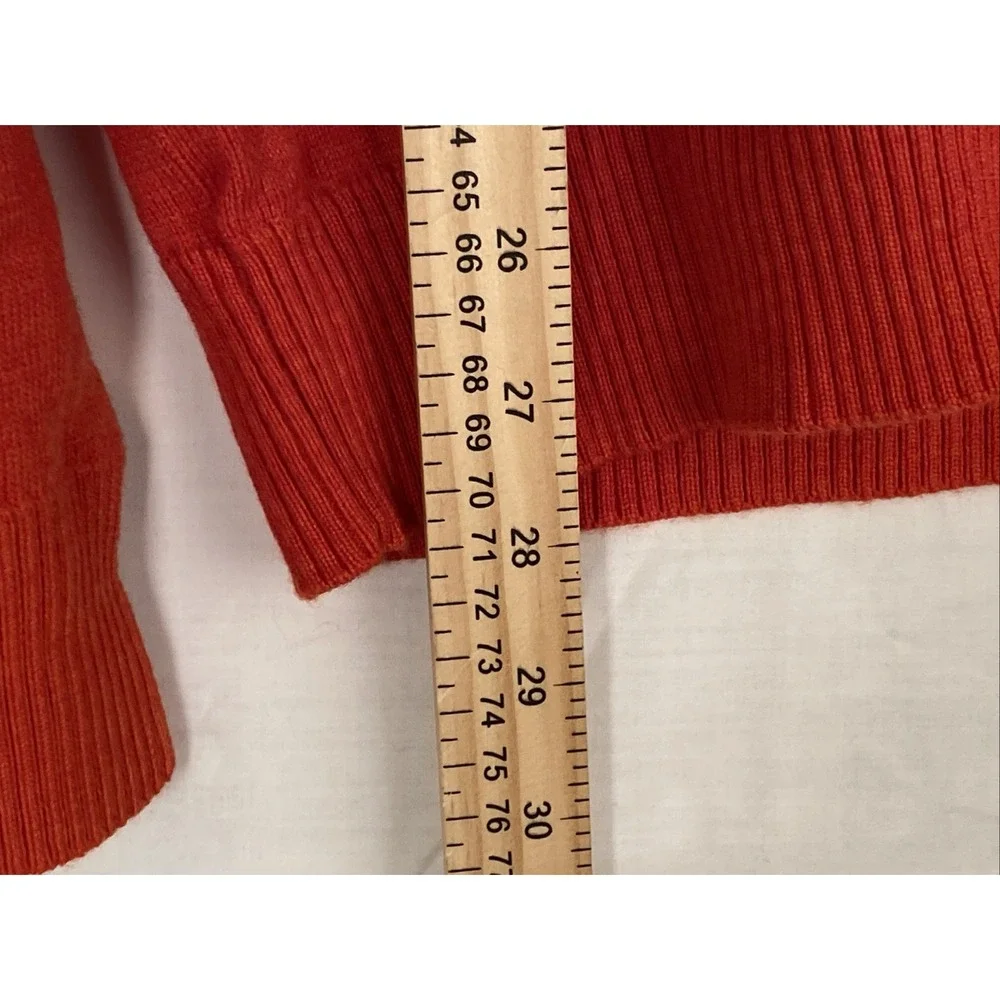 Banana Republic Bright Orange Merino Wool V Neck Stripe Sweater Mens Size L‎